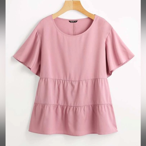 SHEIN Tops - 3/$10 NWOT Flounce Sleeve Ruffle Hem Blouse